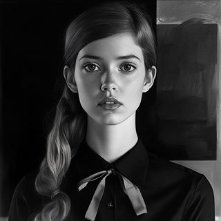 Chromacontour style, Midjourney V6.1: photographic portrait of female protagonist