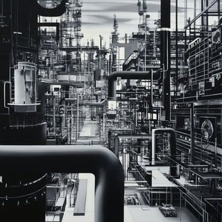 Chromacontour style, Midjourney V6.1: technical infrastructure blueprint schematics