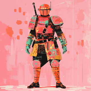Gold Under the Waterline style, Midjourney V6.1: concept art character design of retropunk steam knight