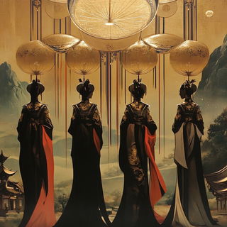 Cumulonimbus Carousel style, Midjourney V6.1: traditional folk art