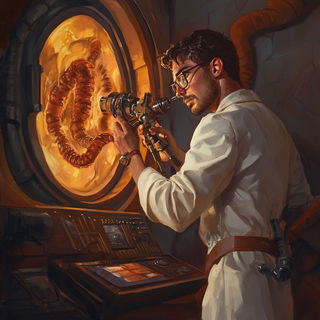 Mythomeadow style, Midjourney V6.1: editorial illustration for popular scientific magazine cover