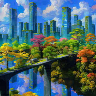 Solarized Undertow style, Midjourney V6.1: megacity with futuristic bioarchitecture