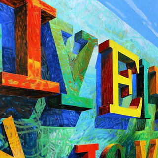 Solarized Undertow style, Midjourney V6.1: typographic composition with large letters