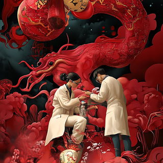 Glassway Carnival style, Midjourney V6.1: editorial illustration for popular scientific magazine cover