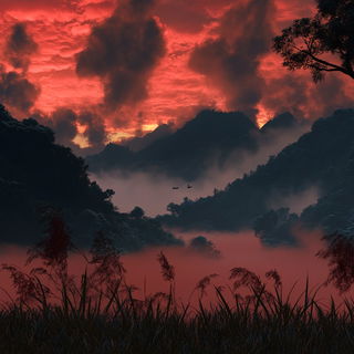 Glassway Carnival style, Midjourney V6.1: realistic landscape photograph of quiet dawn