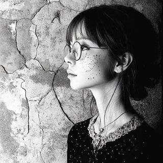 Eagle Script style, Midjourney V6.1: photographic portrait of female protagonist