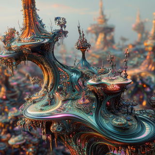 Pyromalachite style, Midjourney V6.1: megacity with futuristic bioarchitecture