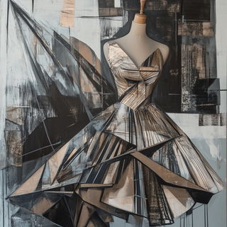 Ornamentography style, Midjourney V6.1: haute-couture fashion outfit