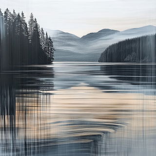Ornamentography style, Midjourney V6.1: realistic landscape photograph of quiet dawn