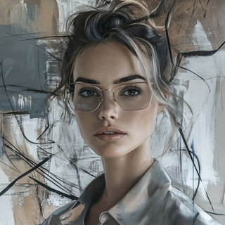 Ornamentography style, Midjourney V6.1: photographic portrait of female protagonist