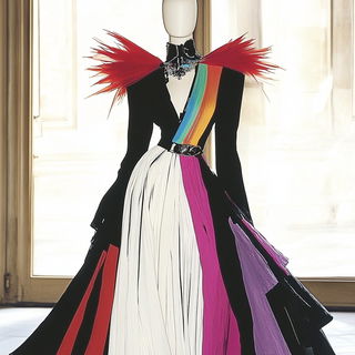 Maison Veyrassa style, Midjourney V6.1: haute-couture fashion outfit