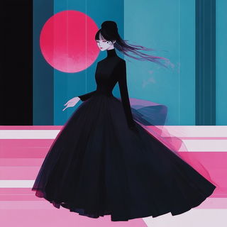 Mortise Manga style, Midjourney V6.1: haute-couture fashion outfit