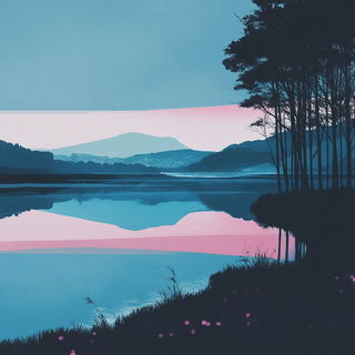 Mortise Manga style, Midjourney V6.1: realistic landscape photograph of quiet dawn