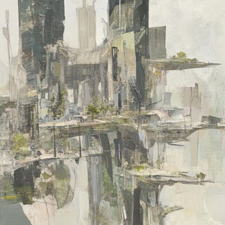 Cliffcut Balladry style, Midjourney V6.1: megacity with futuristic bioarchitecture