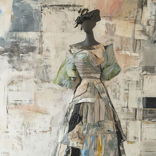 Cliffcut Balladry style, Midjourney V6.1: haute-couture fashion outfit