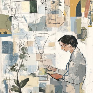 Cliffcut Balladry style, Midjourney V6.1: editorial illustration for popular scientific magazine cover