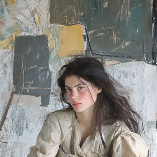 Cliffcut Balladry style, Midjourney V6.1: photographic portrait of female protagonist