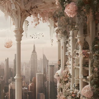 Cloudstring style, Midjourney V6.1: megacity with futuristic bioarchitecture