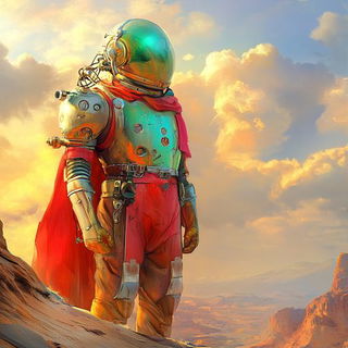 Cliffcomic style, Midjourney V6.1: concept art character design of retropunk steam knight