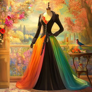 Cliffcomic style, Midjourney V6.1: haute-couture fashion outfit
