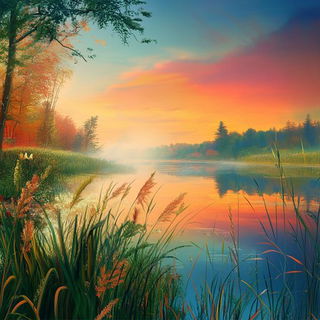 Cliffcomic style, Midjourney V6.1: realistic landscape photograph of quiet dawn