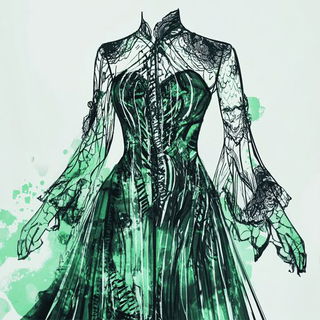 Emblemarch style, Midjourney V6.1: haute-couture fashion outfit