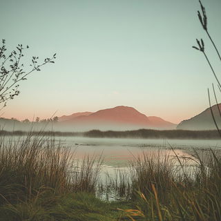 Railcloud Geology style, Midjourney V6.1: realistic landscape photograph of quiet dawn