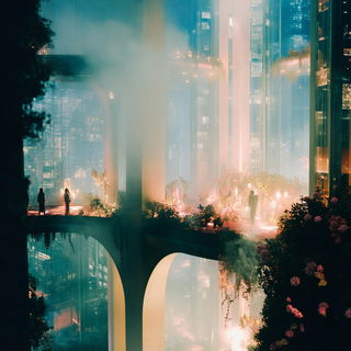 Scale Joke style, Midjourney V6.1: megacity with futuristic bioarchitecture
