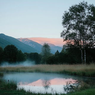 Scale Joke style, Midjourney V6.1: realistic landscape photograph of quiet dawn