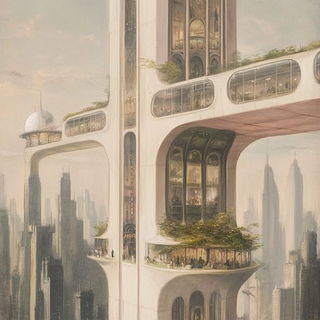 Geodreamorph style, Midjourney V6.1: megacity with futuristic bioarchitecture