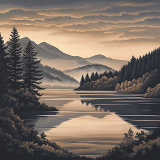 Animeglo style, Midjourney V6.1: realistic landscape photograph of quiet dawn