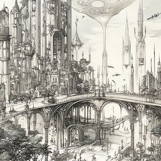 Pastelwood style, Midjourney V6.1: megacity with futuristic bioarchitecture