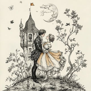 Pastelwood style, Midjourney V6.1: retro fairy-tale illustration