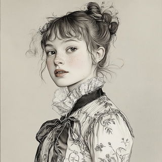 Pastelwood style, Midjourney V6.1: photographic portrait of female protagonist