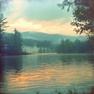 Gloamgraft style, Midjourney V6.1: realistic landscape photograph of quiet dawn