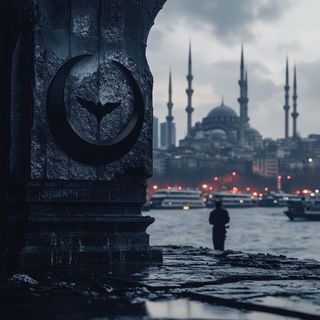Moirenegative style, Midjourney V6.1: bold minimalist logo design for Istanbul city municipal services
