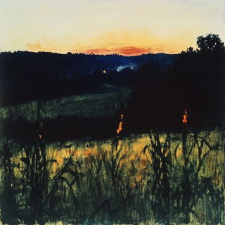 Saucerglyphic style, Midjourney V6.1: realistic landscape photograph of quiet dawn