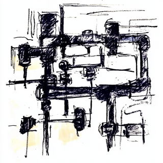Saucerglyphic style, Midjourney V6.1: technical infrastructure blueprint schematics