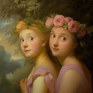 Concrete Warpism style, Midjourney V6.1: classical 18th-century oil painting