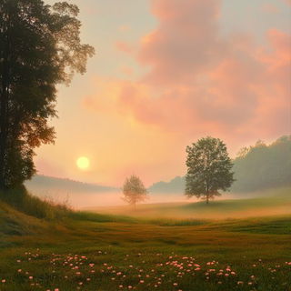 Concrete Warpism style, Midjourney V6.1: realistic landscape photograph of quiet dawn