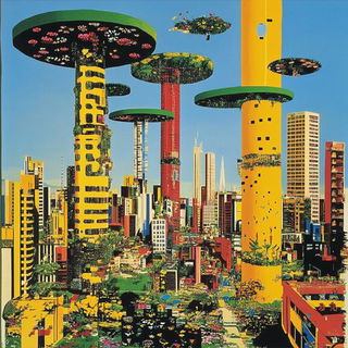 Rime Collage style, Midjourney V6.1: megacity with futuristic bioarchitecture
