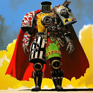 Rime Collage style, Midjourney V6.1: concept art character design of retropunk steam knight
