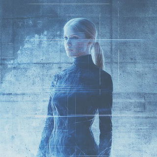 Prismwake style, Midjourney V6.1: photographic portrait of female protagonist