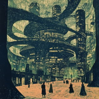Opalstrata style, Midjourney V6.1: megacity with futuristic bioarchitecture