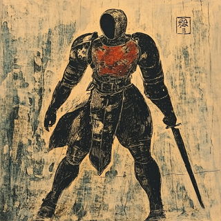 Opalstrata style, Midjourney V6.1: concept art character design of retropunk steam knight