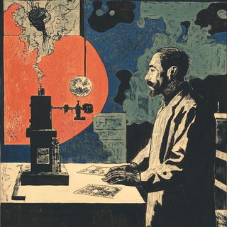 Opalstrata style, Midjourney V6.1: editorial illustration for popular scientific magazine cover