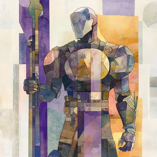 Stilthaus style, Midjourney V6.1: concept art character design of retropunk steam knight
