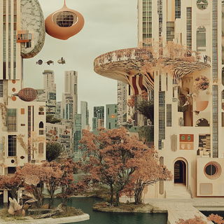 Montane Floracel style, Midjourney V6.1: megacity with futuristic bioarchitecture