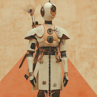 Montane Floracel style, Midjourney V6.1: concept art character design of retropunk steam knight