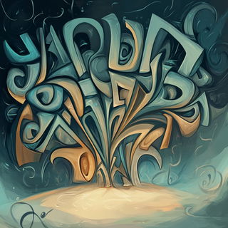 Rubederm style, Midjourney V6.1: typographic composition with large letters